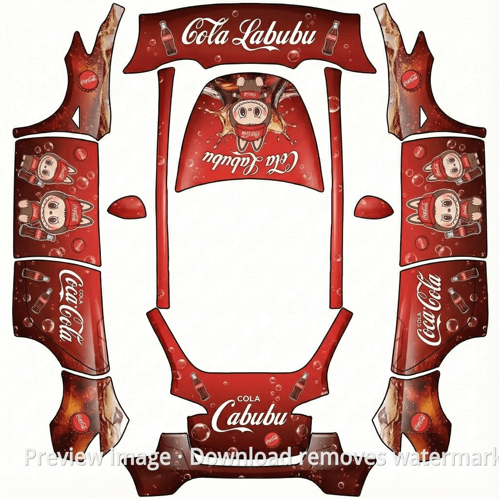 Model Y Cola Labubu Theme Wrap Template