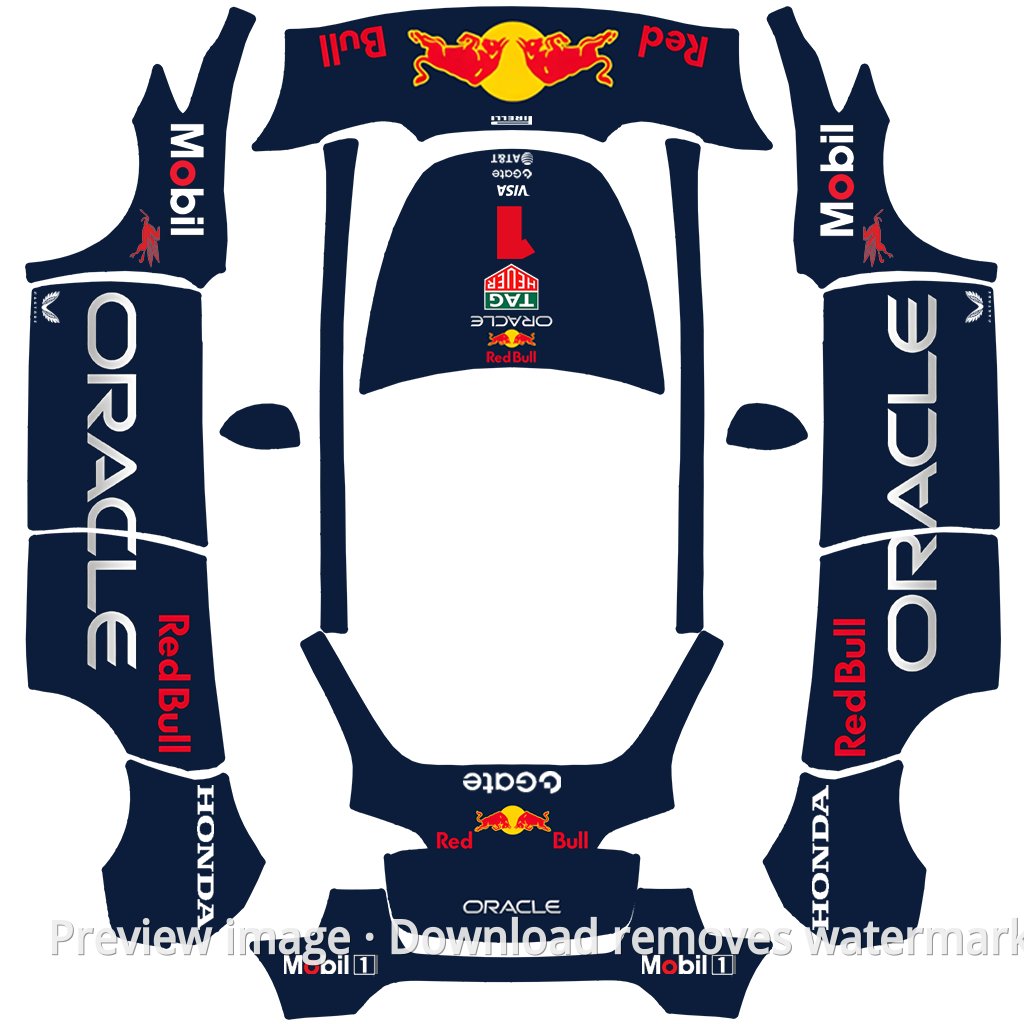 Model Y F1 Red Bull Racing Theme Wrap Template