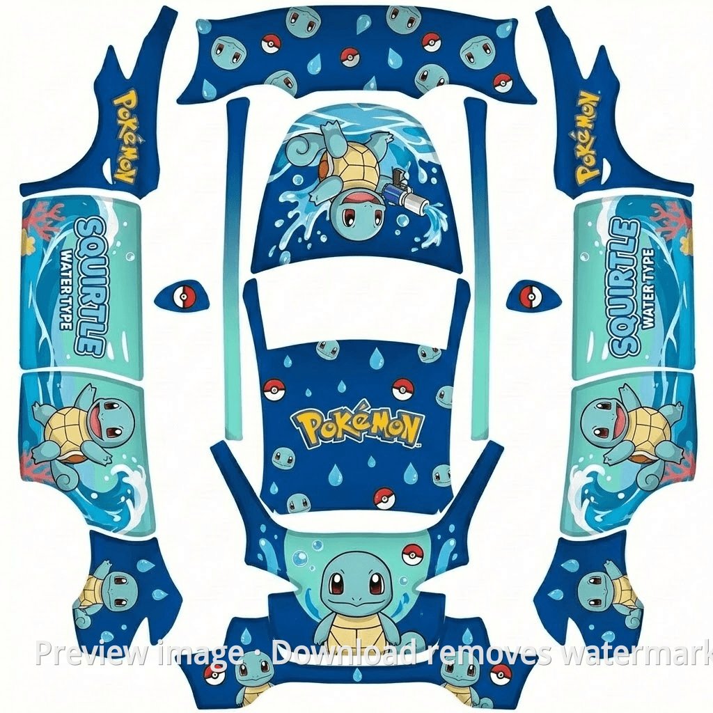 Model Y Pokemon Squirtle Theme Wrap Template