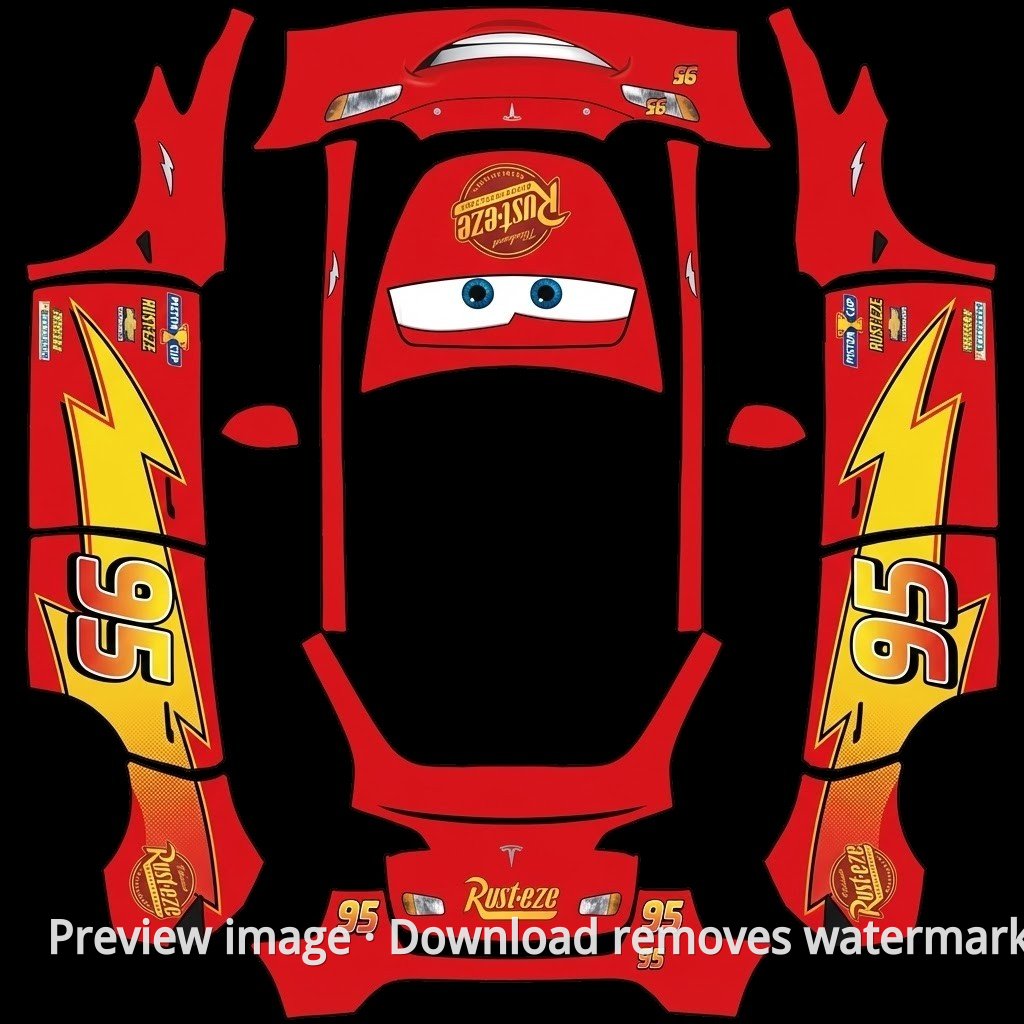 Model Y Lightning McQueen Theme Wrap Template