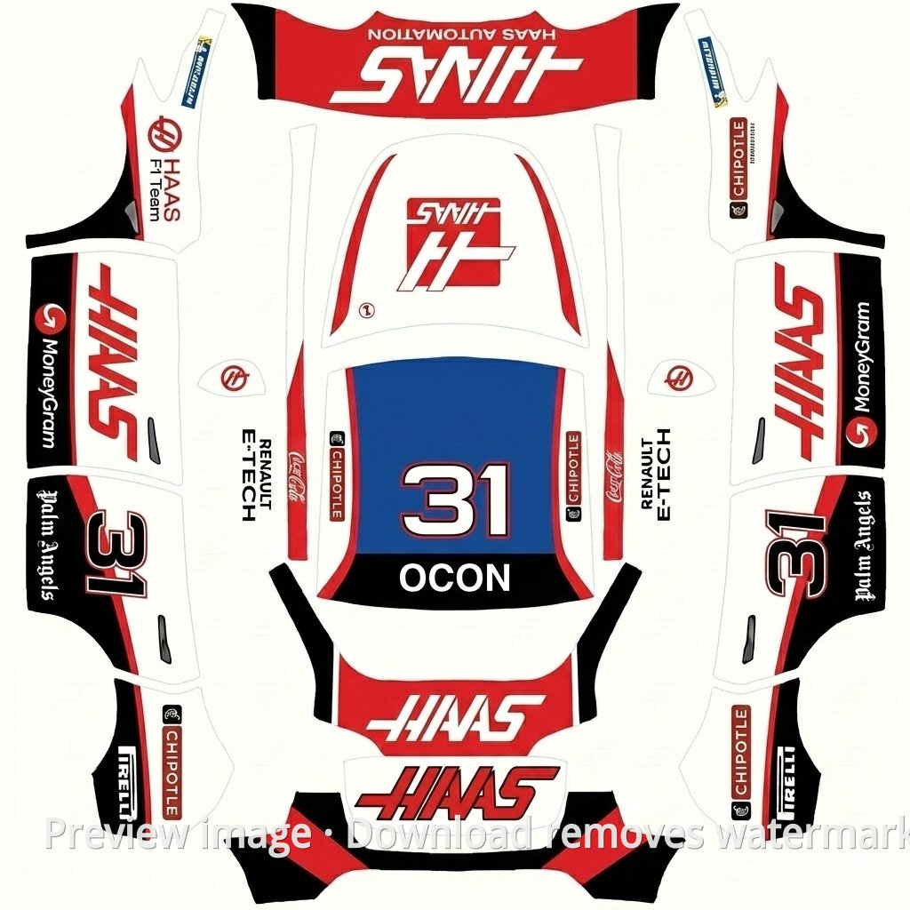 Model Y Haas F1 Team Esteban Ocon Theme Wrap Template