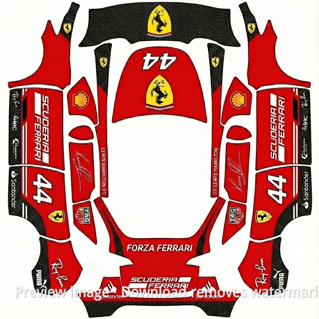 Model Y Ferrari Hamilton 44 Theme Wrap Template