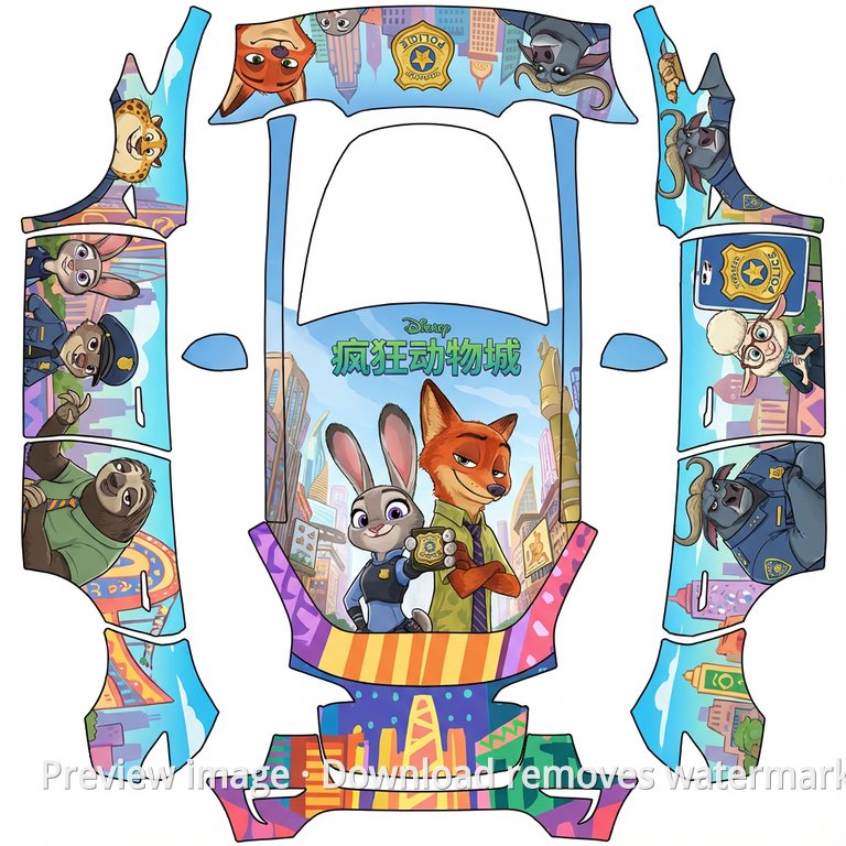 Model Y Zootopia Theme Wrap Template