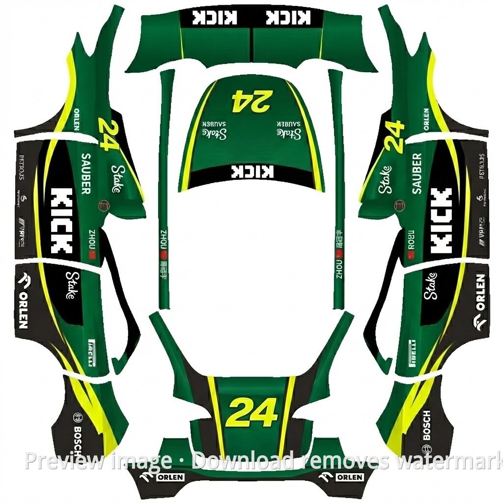 Model Y Zhou Guanyu Sauber No. 24 Theme Wrap Template