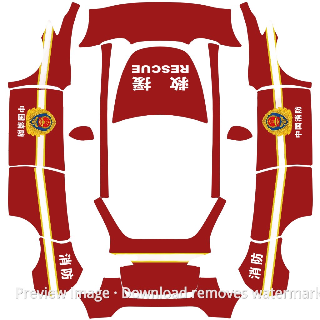 Model Y Fire Rescue Theme Wrap Template