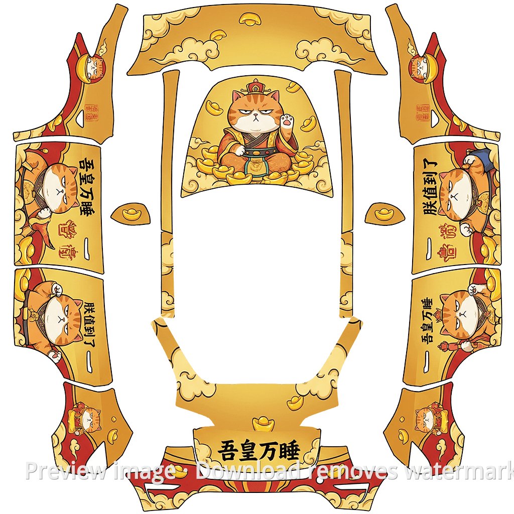 Model Y Wuhuang Cat Theme Wrap Template