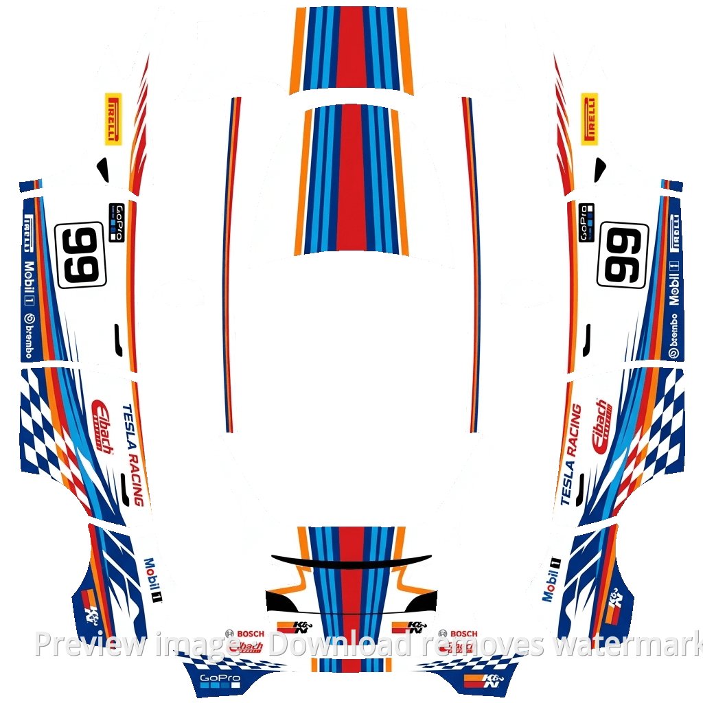 No. 99 Race Car Model Y Wrap Template