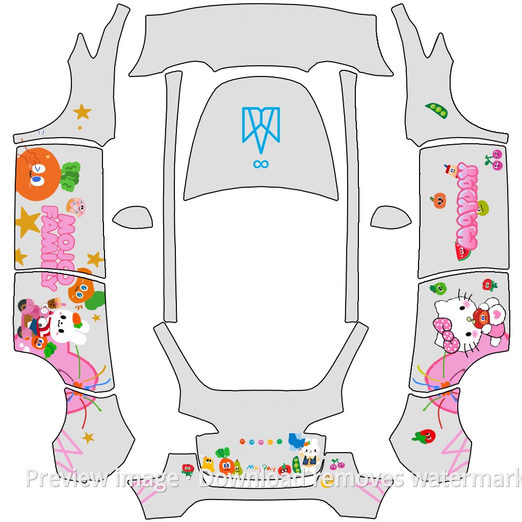 Model Y Mayday Hello Kitty Theme Wrap Template