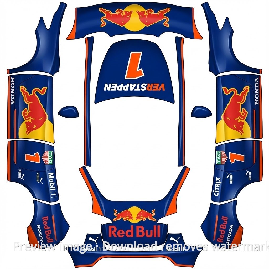 Model Y Matte Red Bull Verstappen Theme Wrap Template