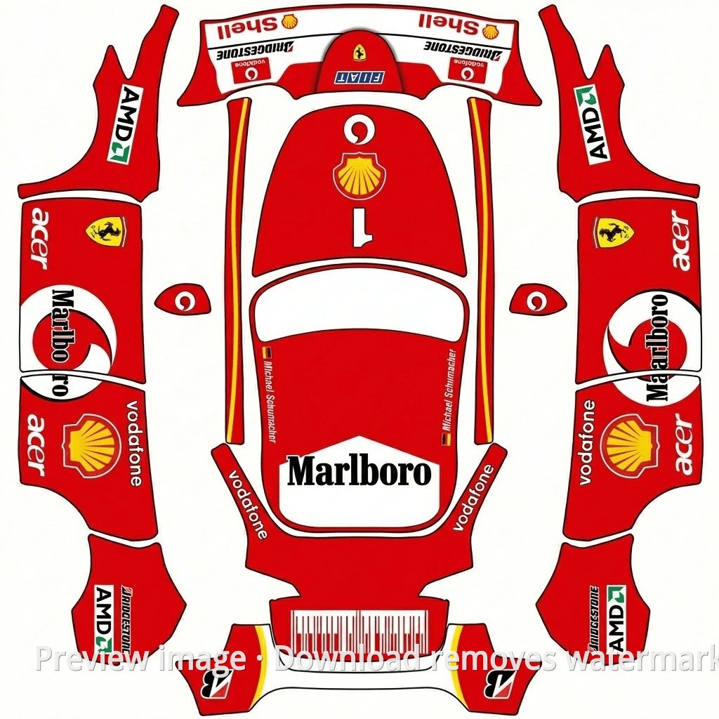 Michael Schumacher F2004 Model Y Wrap Template