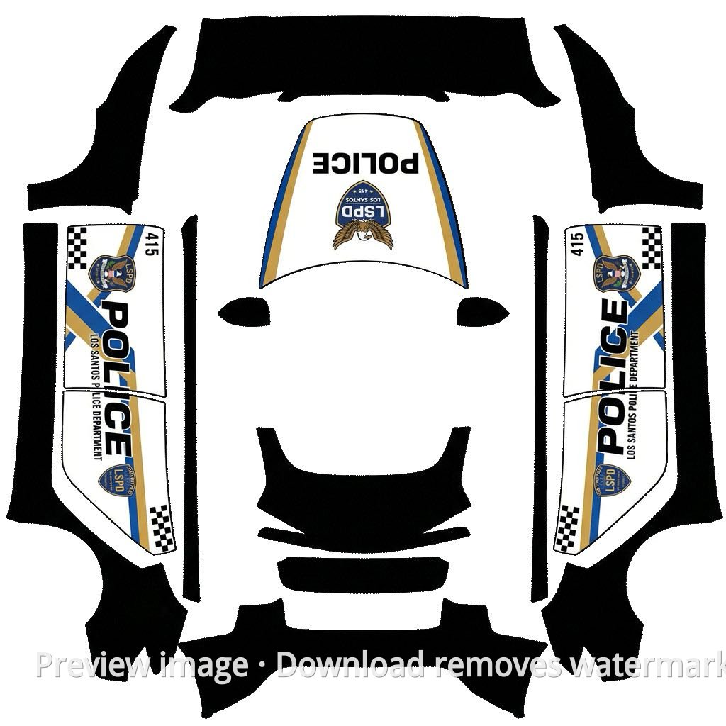 Police Car Theme Model Y Wrap Template