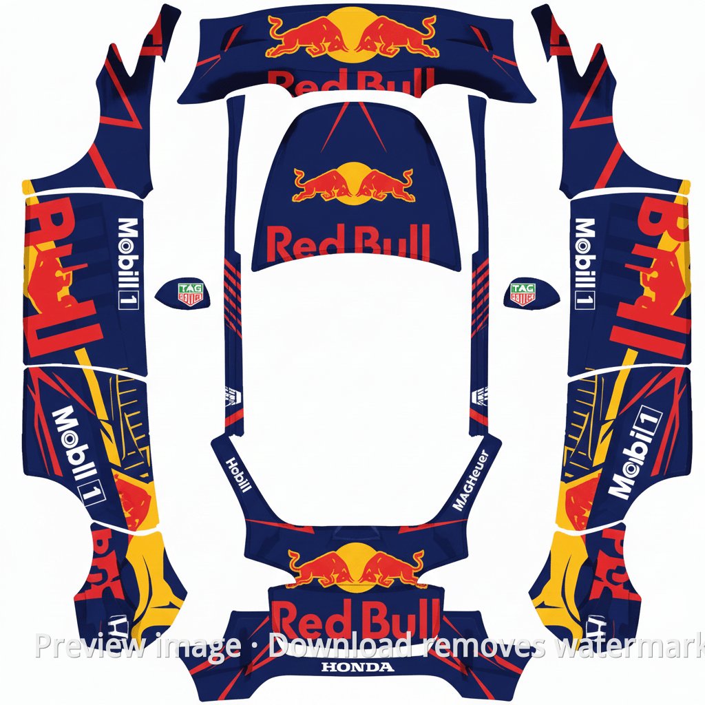 Model Y Red Bull Theme Wrap Template