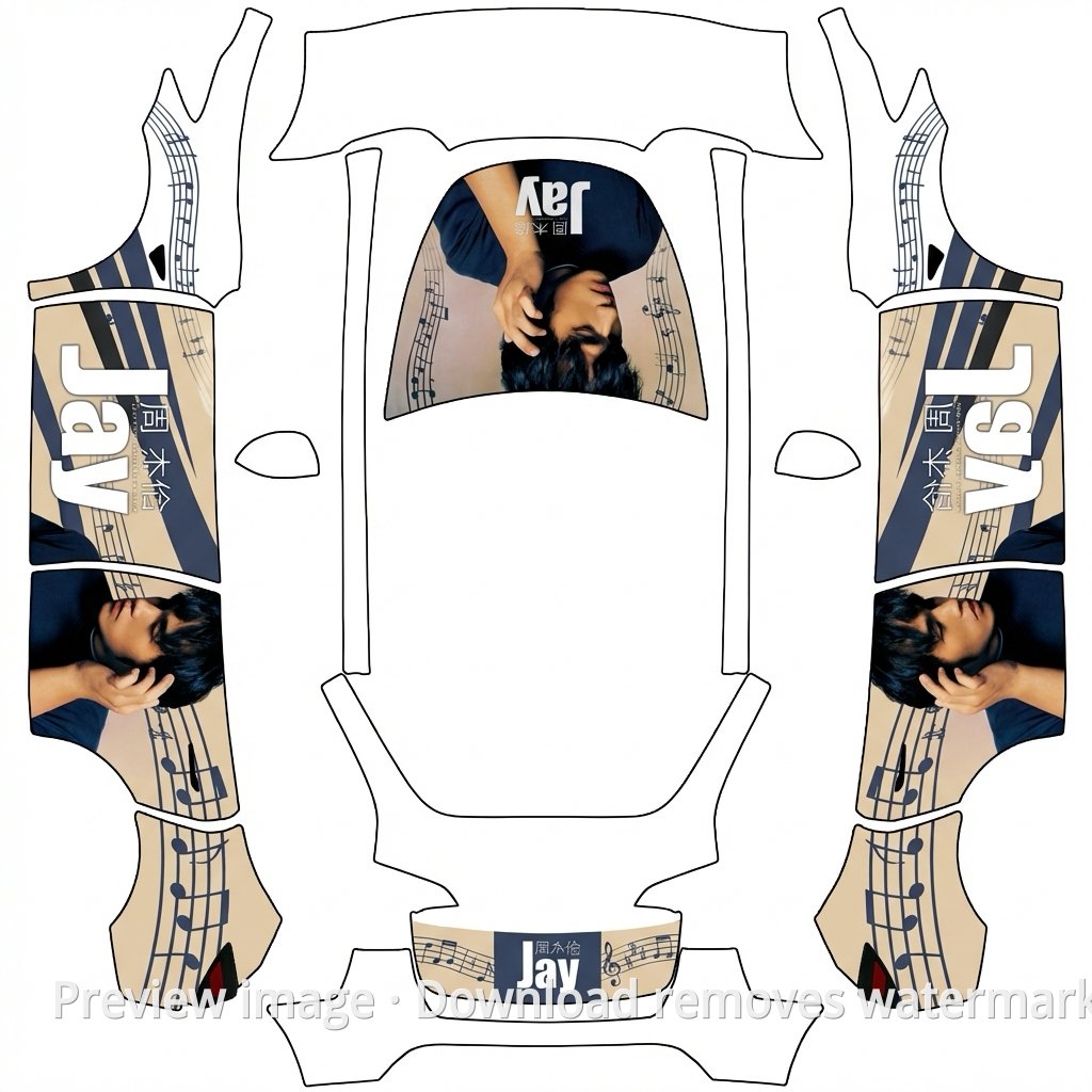 Cool Jay Chou Theme Model Y Wrap Template