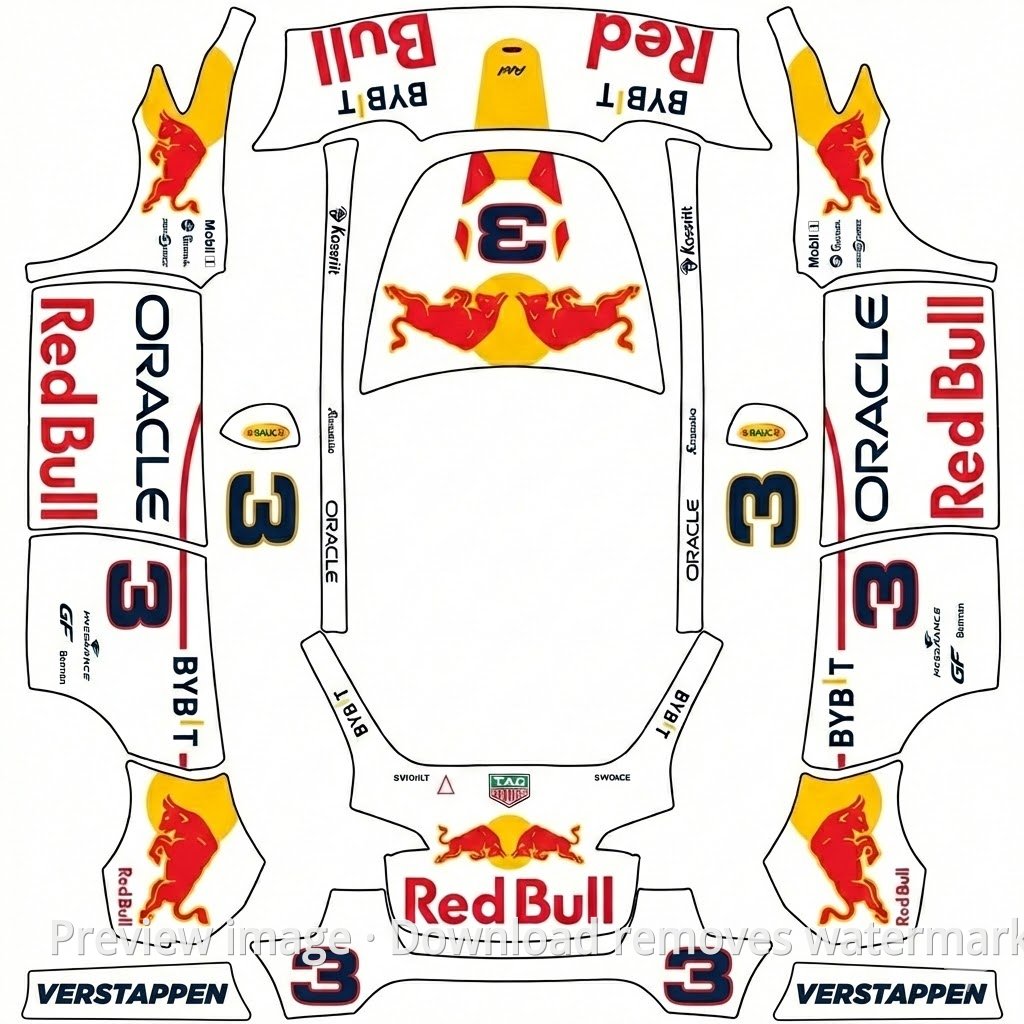 Model Y White Bull No. 3 Verstappen Theme Wrap Template