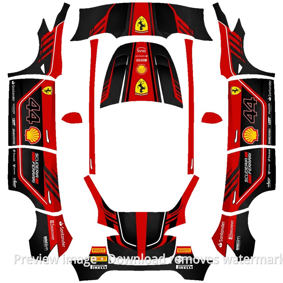 Model Y Ferrari Hamilton LH44 Theme Wrap Template