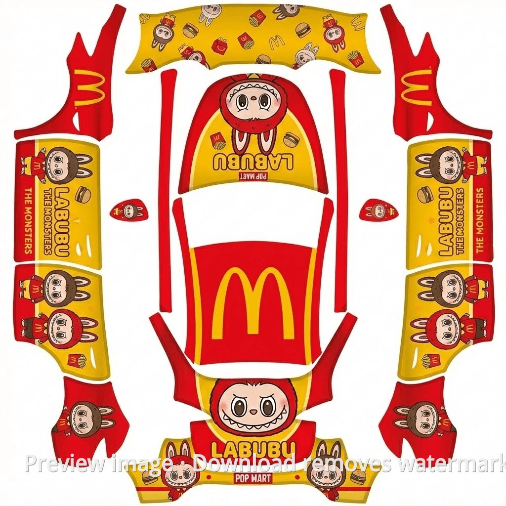 Model Y McDonald's Labubu Theme Wrap Template