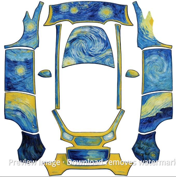 Van Gogh Starry Night Theme - Model Y
