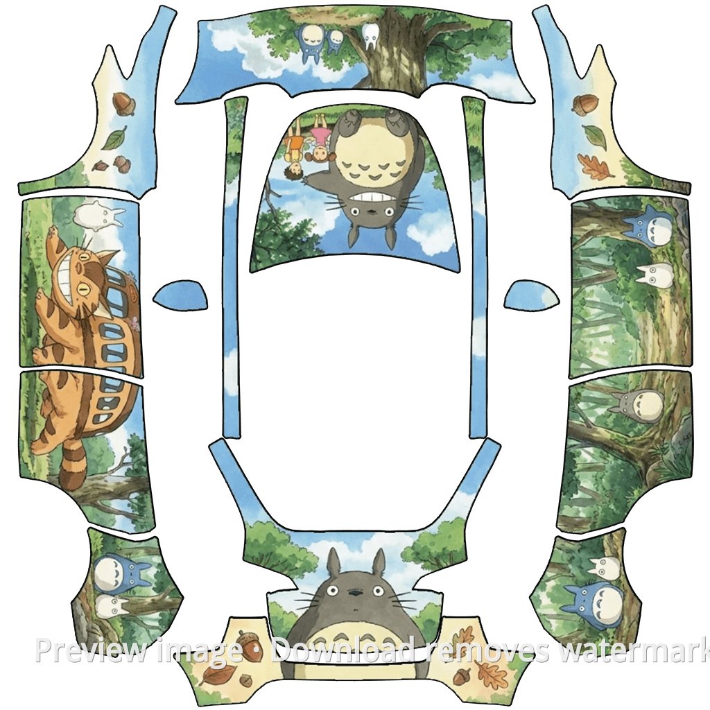 Hayao Miyazaki Totoro Custom Wrap - Model Y