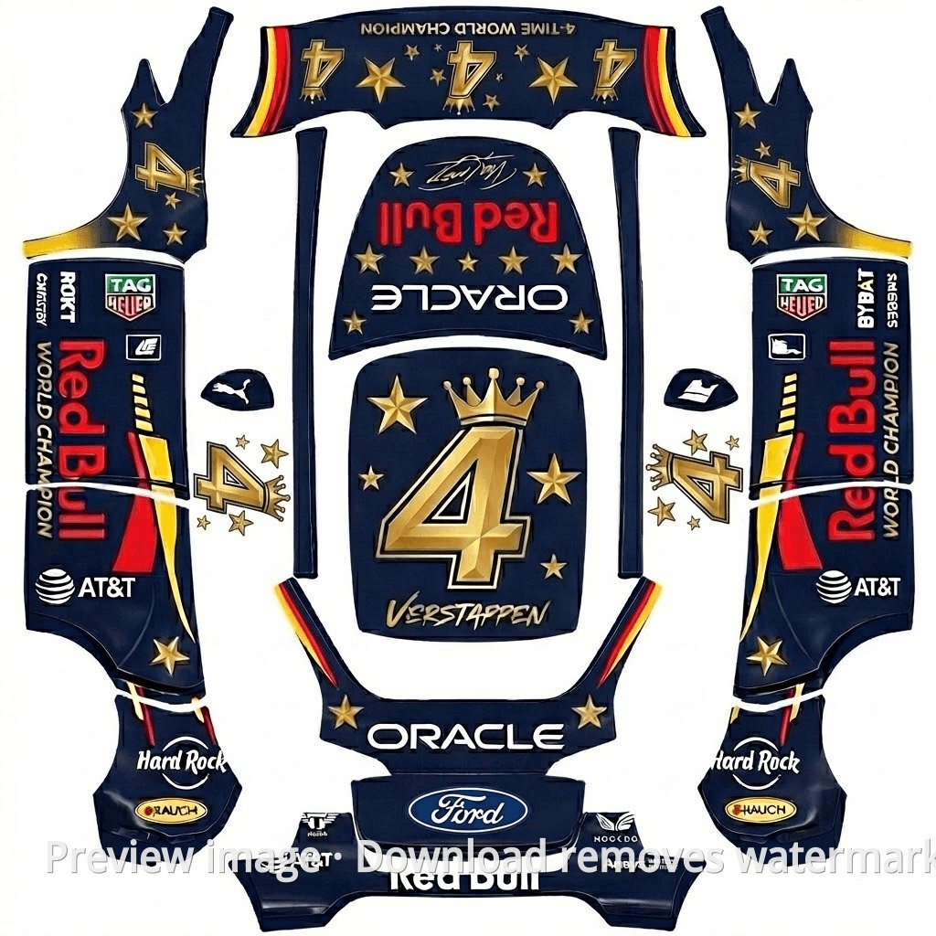 Model Y Verstappen Four-Time Champion Theme Wrap Template