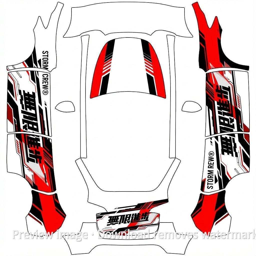 Racing Theme Model Y Wrap Template
