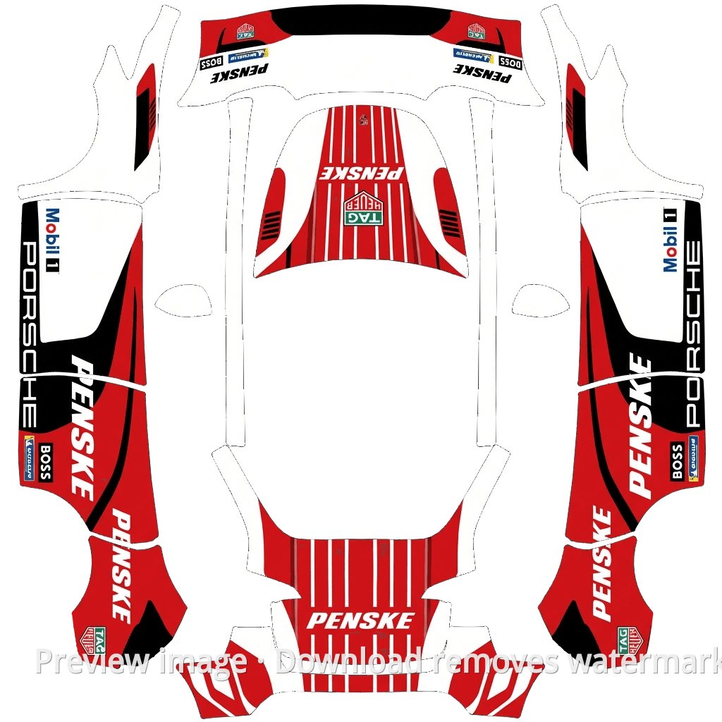 Porsche 963 Prototype Black and Red Race Car Livery - Model Y