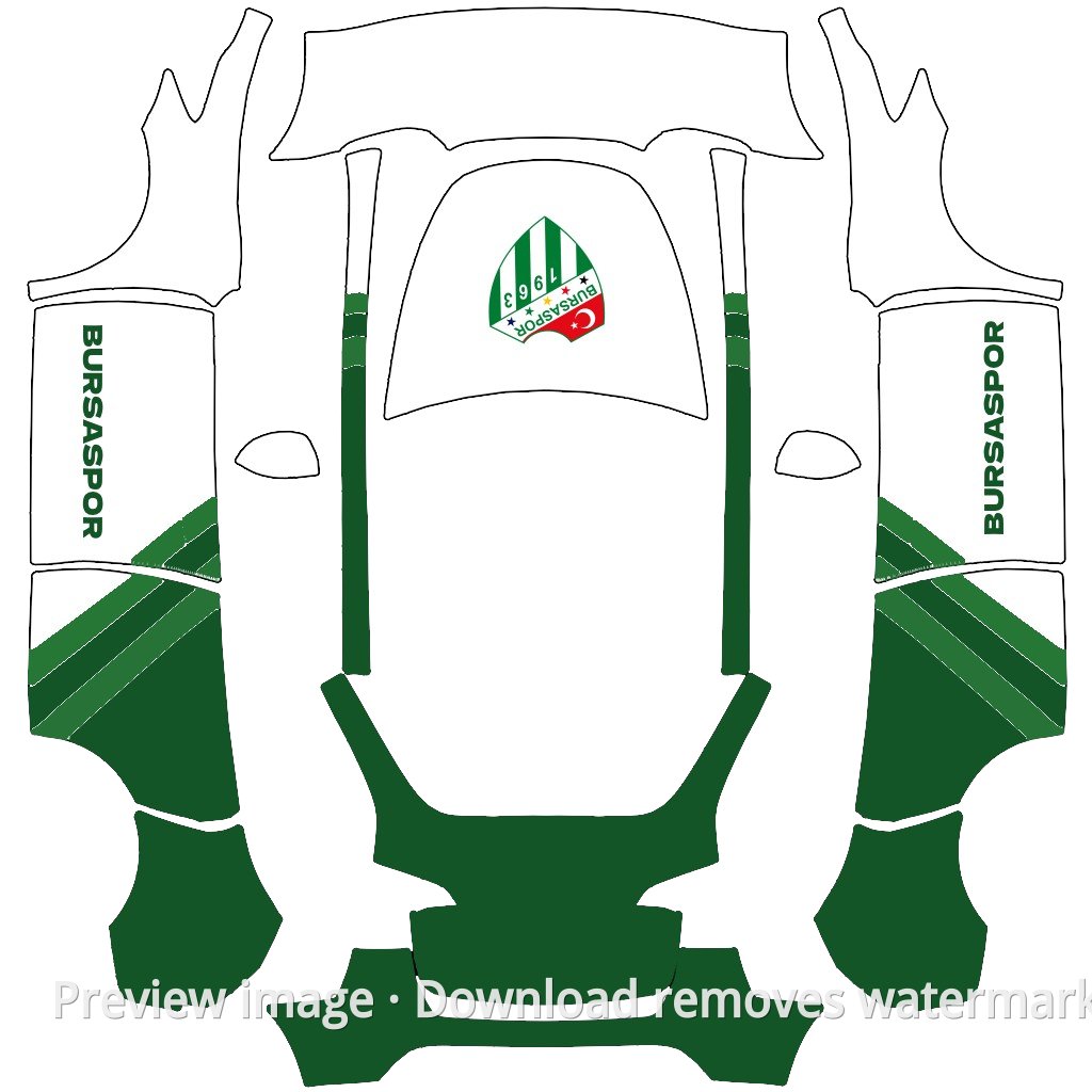 White and Green Colorblock Model Y Wrap Template