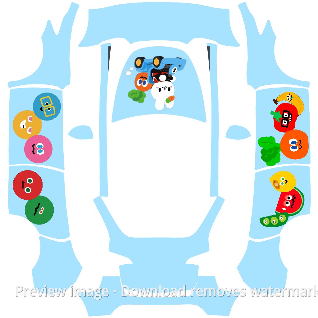Kindergarten Style Model Y Wrap Template