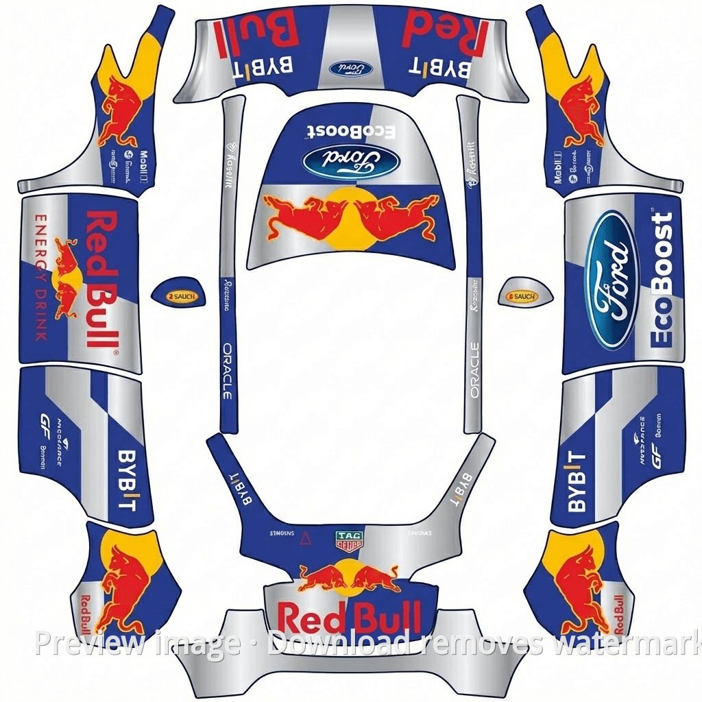 Model Y Red Bull F1 Retro Limited Edition Wrap Template