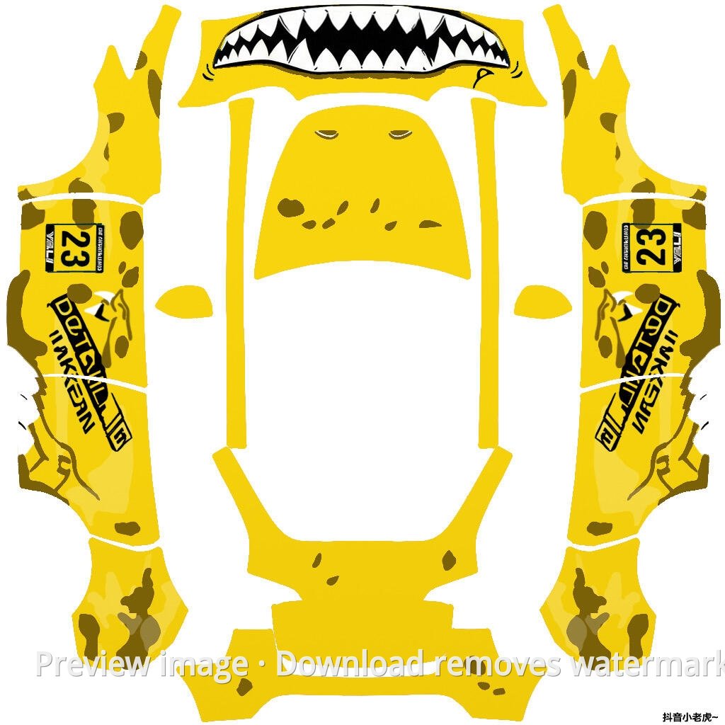Yellow Dinosaur Model Y Wrap Template