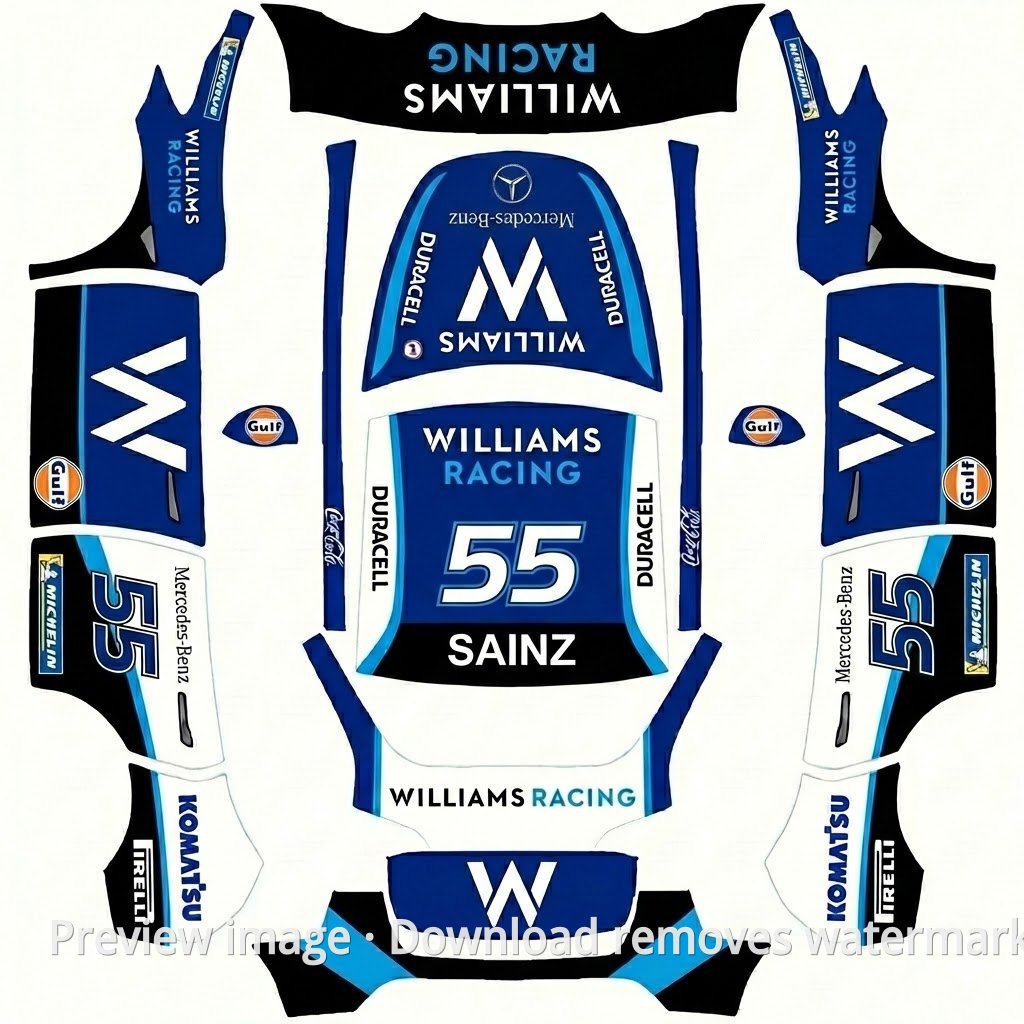 Model Y Williams F1 Theme Wrap Template