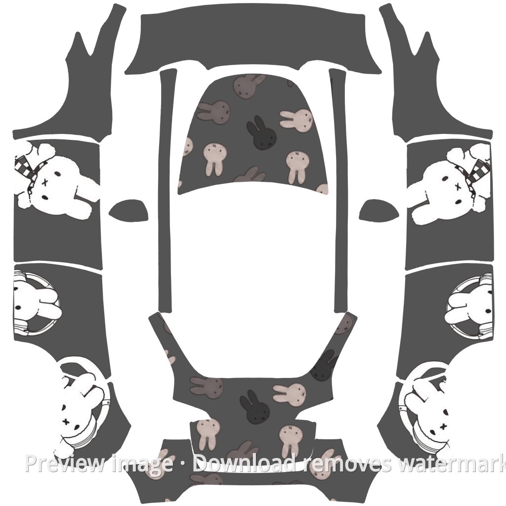 Cute Bunny Model Y Wrap Template