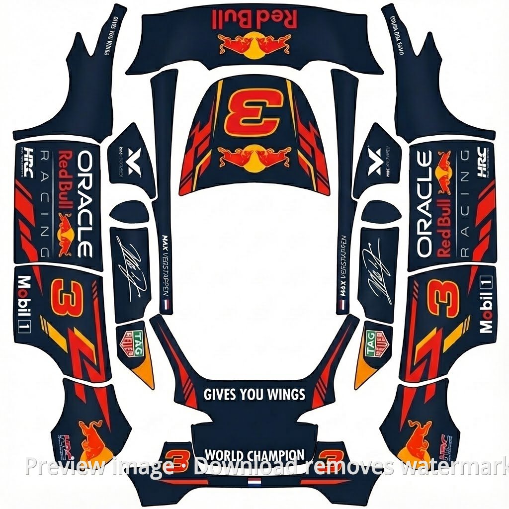 Model Y Red Bull Verstappen No. 3 Theme Wrap Template