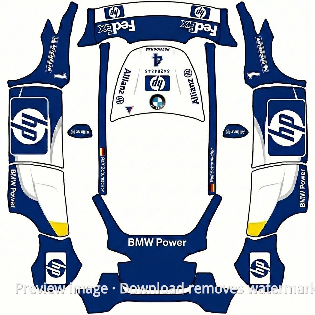 Classic BMW Williams FW-25 Model Y Wrap Template