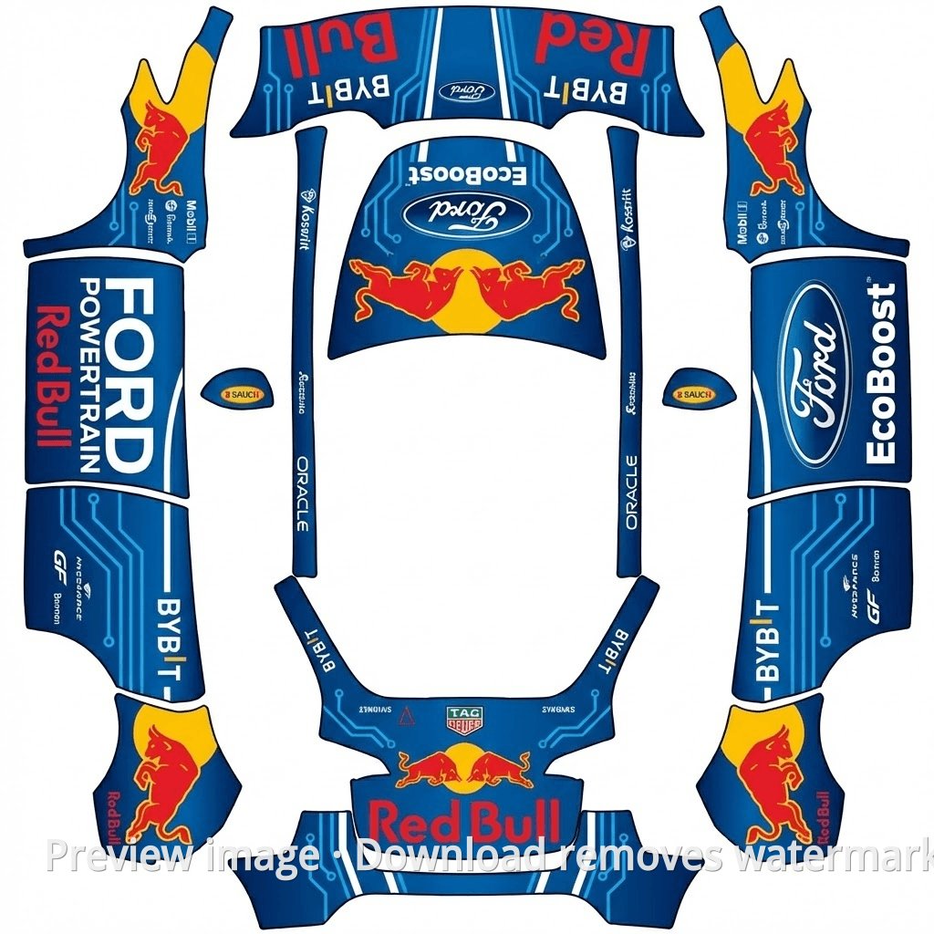 Model Y Red Bull Ford 2026 Season Special Livery Wrap Template