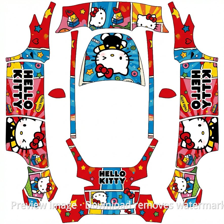 Hello Kitty Theme Model Y Wrap Template