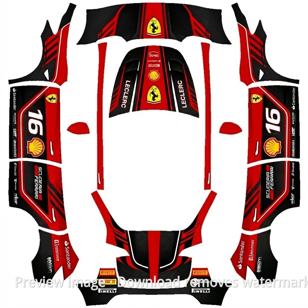 Model Y Ferrari Leclerc Theme Wrap Template