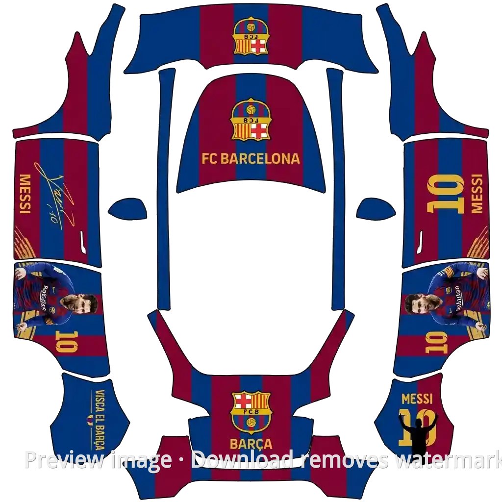 Barcelona Messi Theme Model Y Wrap Template