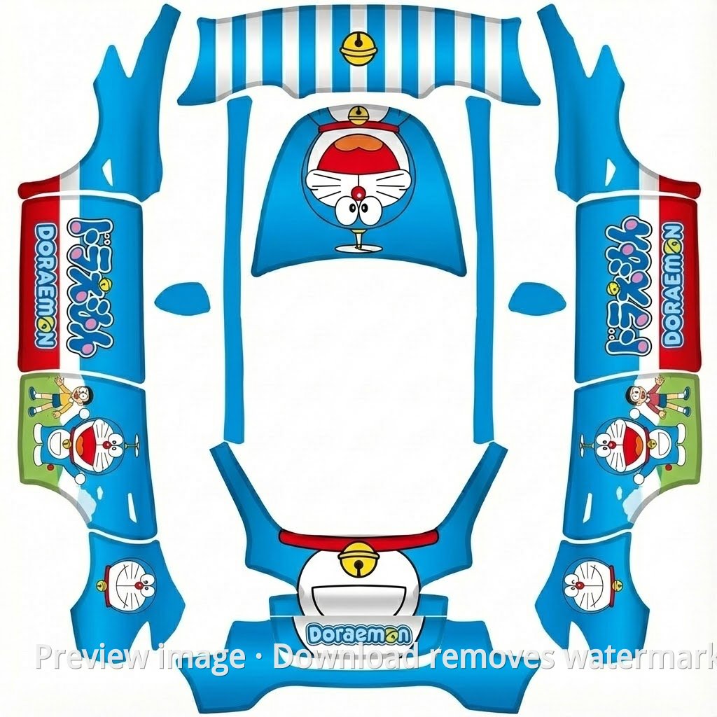 Model Y Doraemon Theme Wrap Template