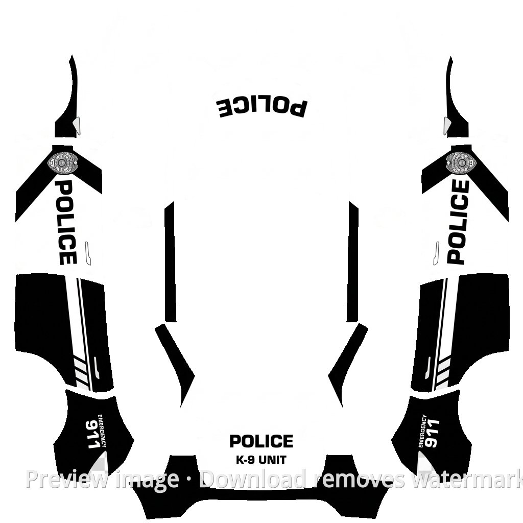 Black-and-White Police Car Wrap - Model Y