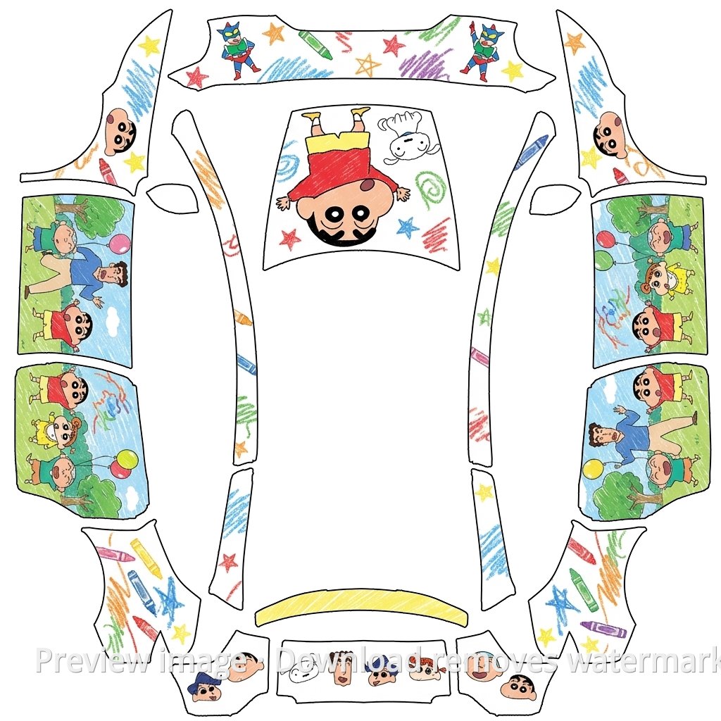 Crayon Shin-chan Theme Model Y L Wrap Template