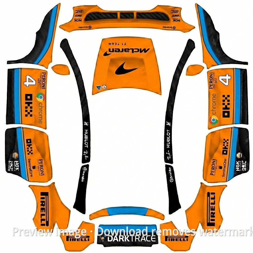 McLaren Norris Theme Model Y L Wrap Template