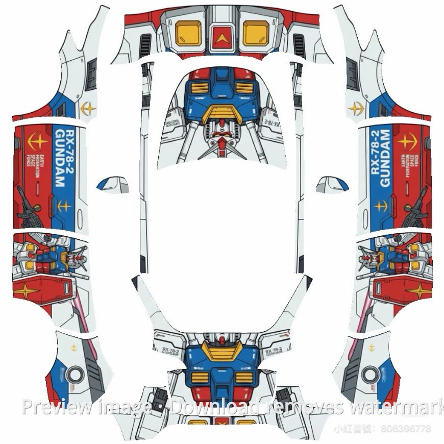 Gundam Theme Model Y L Wrap Template