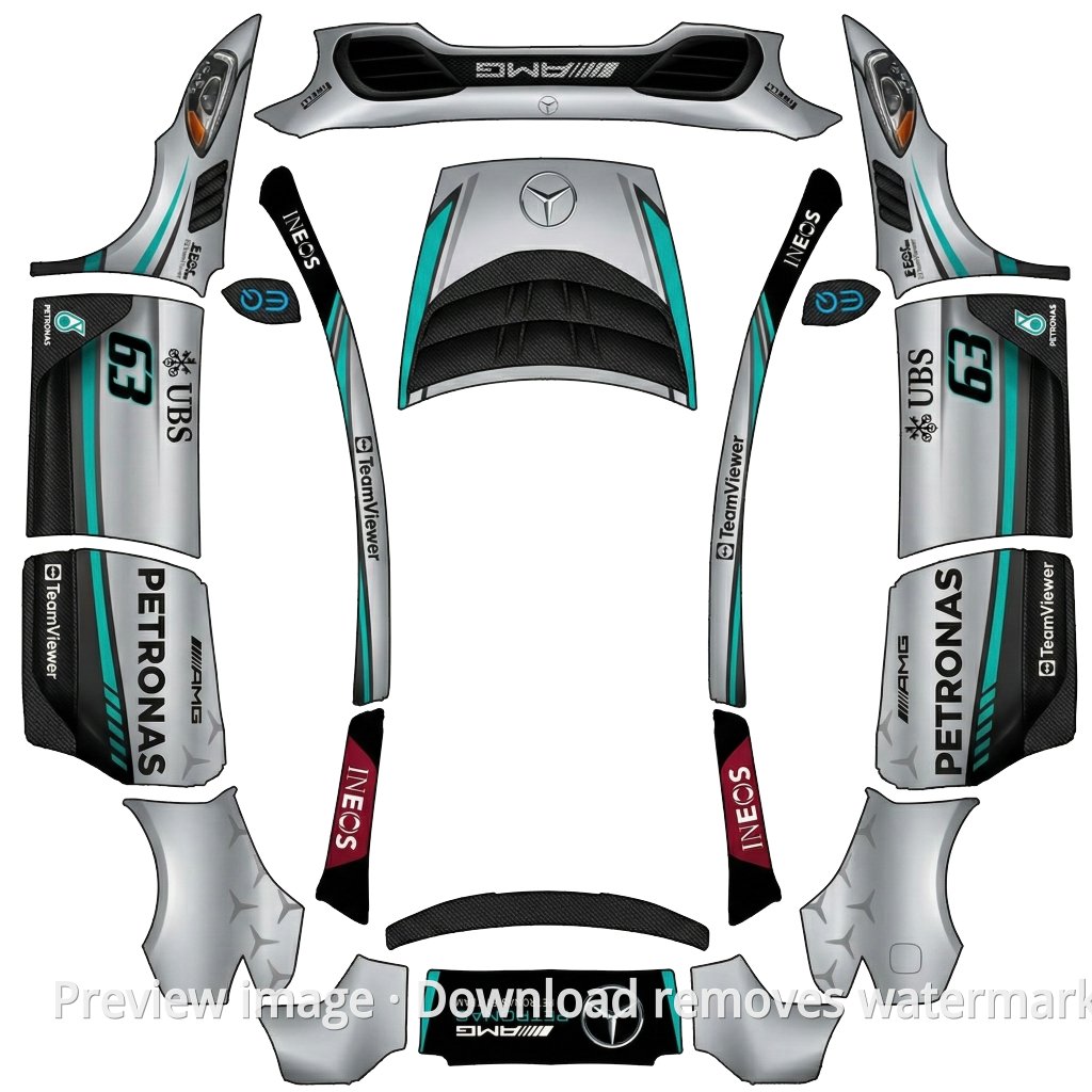 Mercedes Russell Theme Model Y L Wrap Template