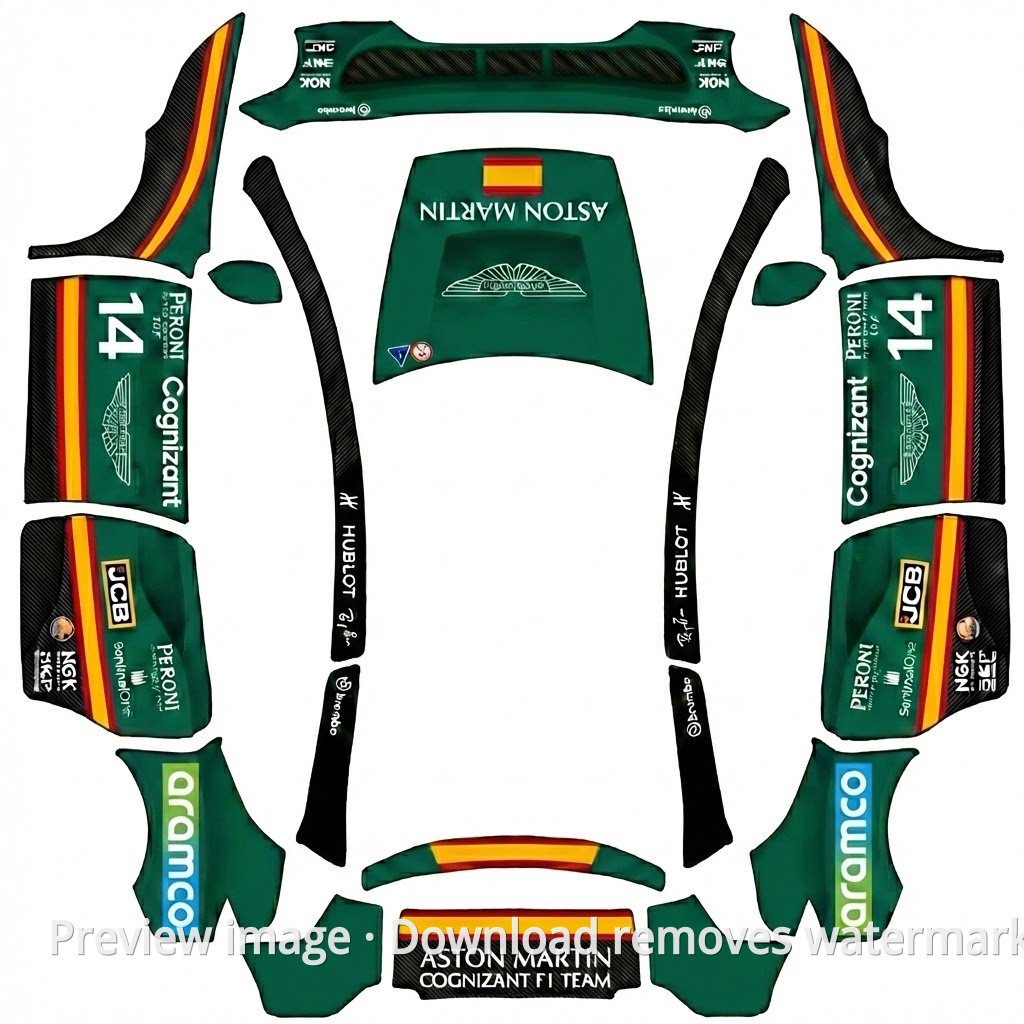 Aston Martin Alonso Theme Model Y L Wrap Template