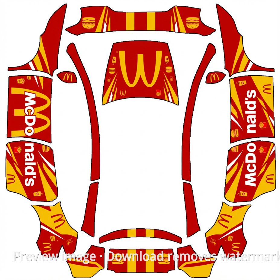 McDonald's Theme Model Y L Wrap Template