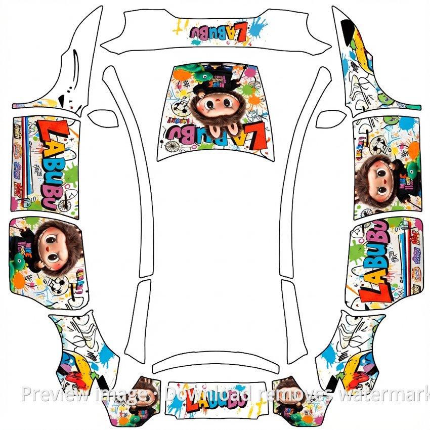 Labubu Theme Model Y L Wrap Template