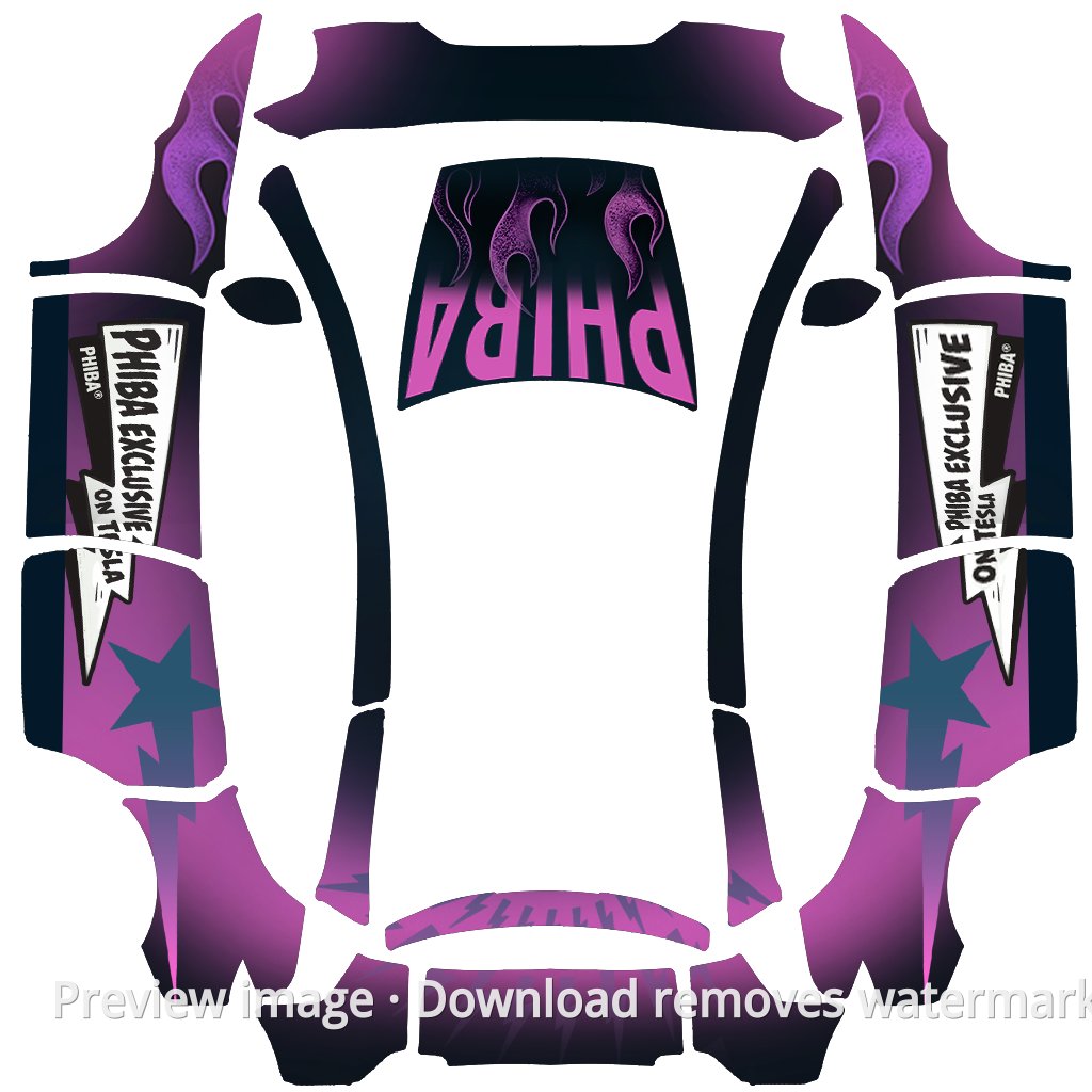 Purple Phantom Flame Theme - Model Y L
