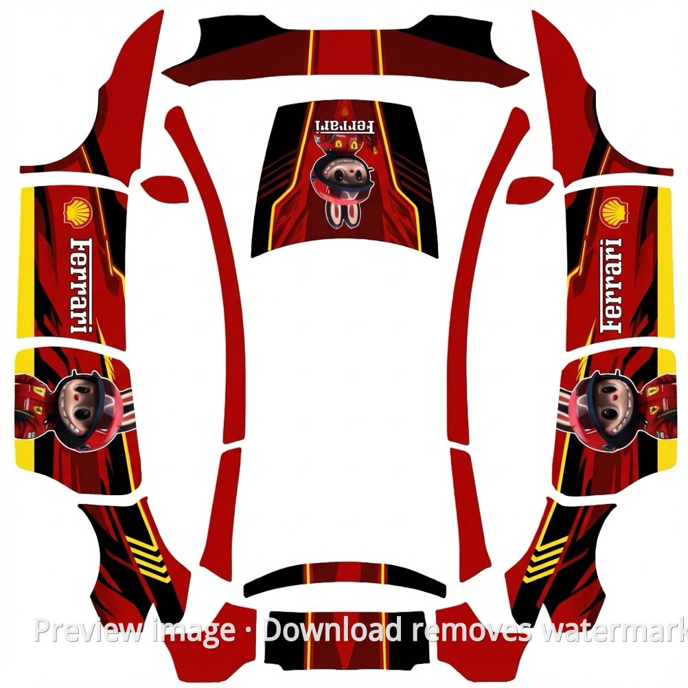 Ferrari Labubu Model Y L Wrap Template
