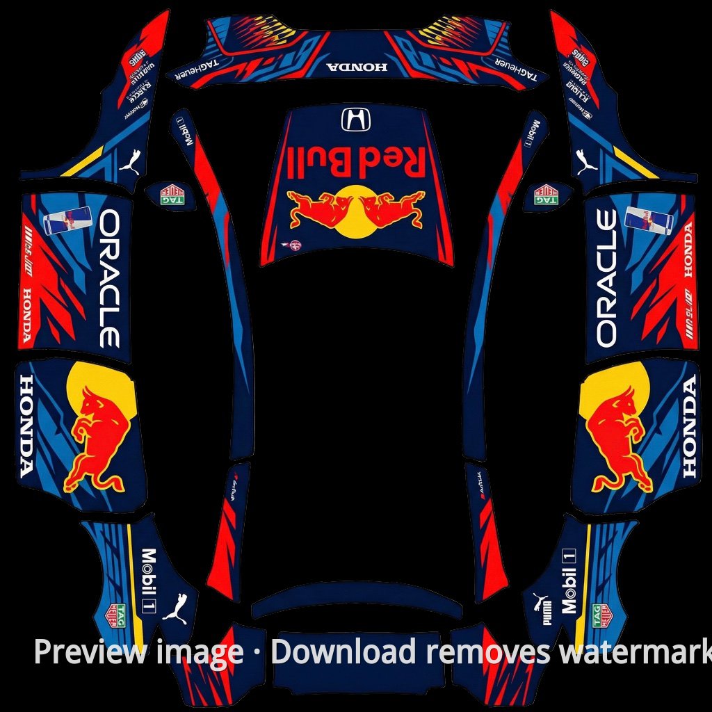 Red Bull Theme Model Y L Wrap Template