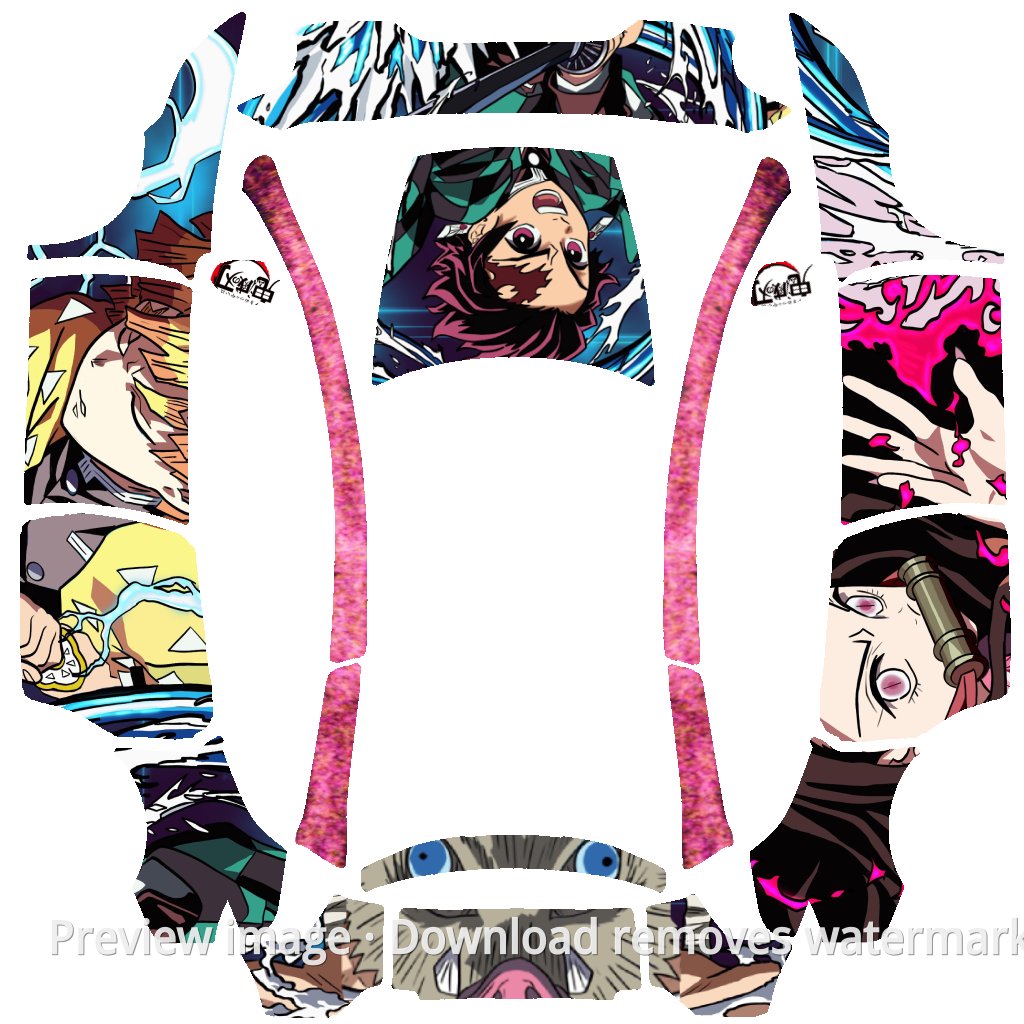 Model Y L Demon Slayer Four Favorite Characters Theme Wrap Template